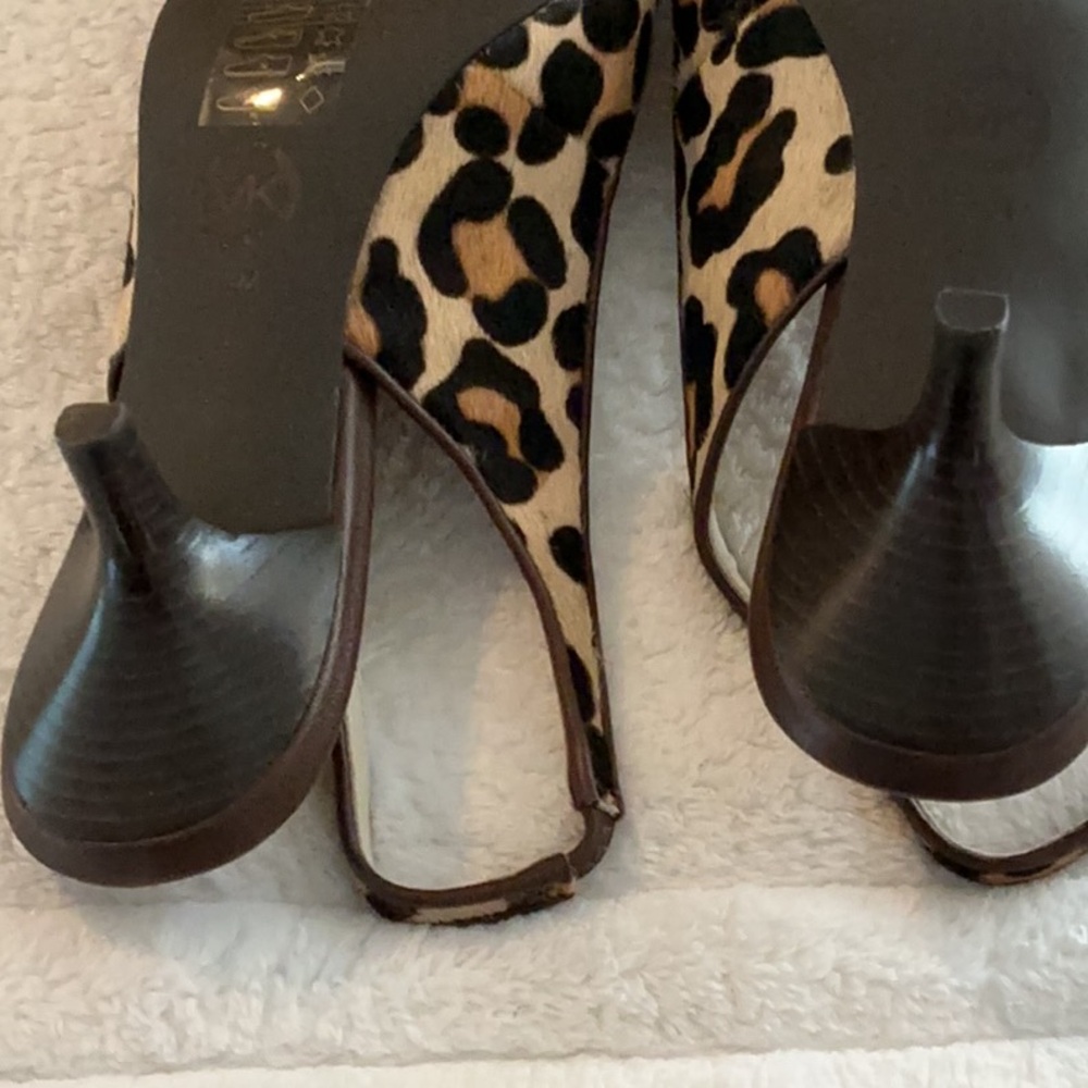 NWOT Michael Kors Leopard Print Calf Hair Kitten Heel Slingbacks - Picture 7 of 9
